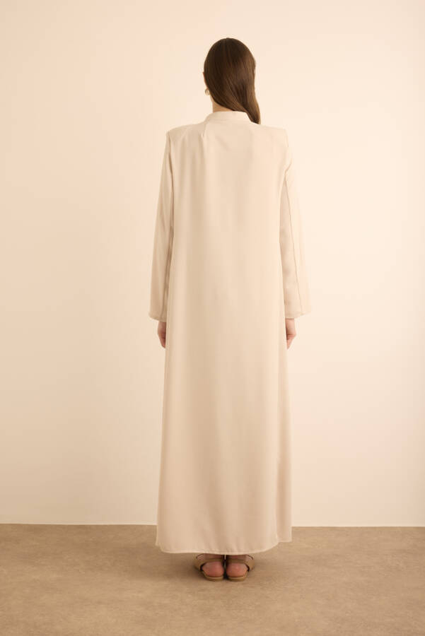 Taş Brit Düğme Detaylı Ferace - 7