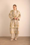 Taş Desenli Keten Pardösü - 2