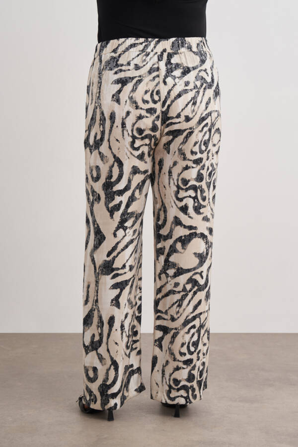 Taş Desenli Beli Lastikli Dokuma Viscon Pantolon - 6