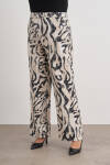 Taş Desenli Beli Lastikli Dokuma Viscon Pantolon - 5