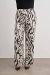 Taş Desenli Beli Lastikli Dokuma Viscon Pantolon - 4
