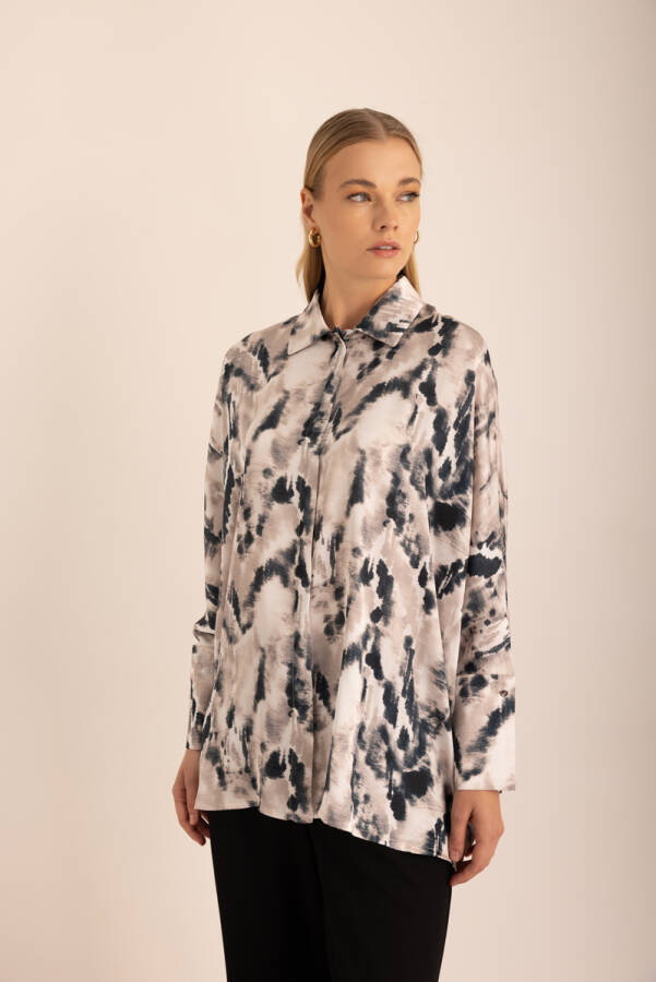 Taş Desenli Yarasa Kollu Bluz - 5