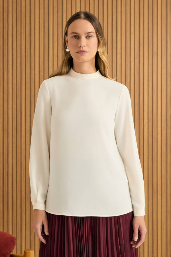 Taş Dik Yaka Bluz - 3