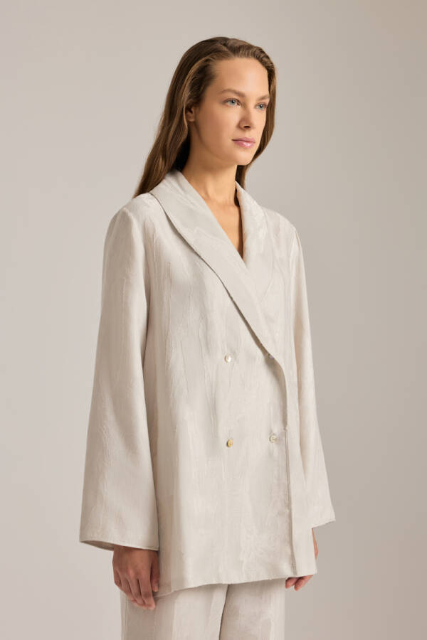 Taş Dokulu Kruvaze Kapama Tencel Pijama Üstü - 3