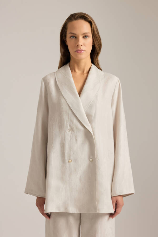 Taş Dokulu Kruvaze Kapama Tencel Pijama Üstü - Aker (1)