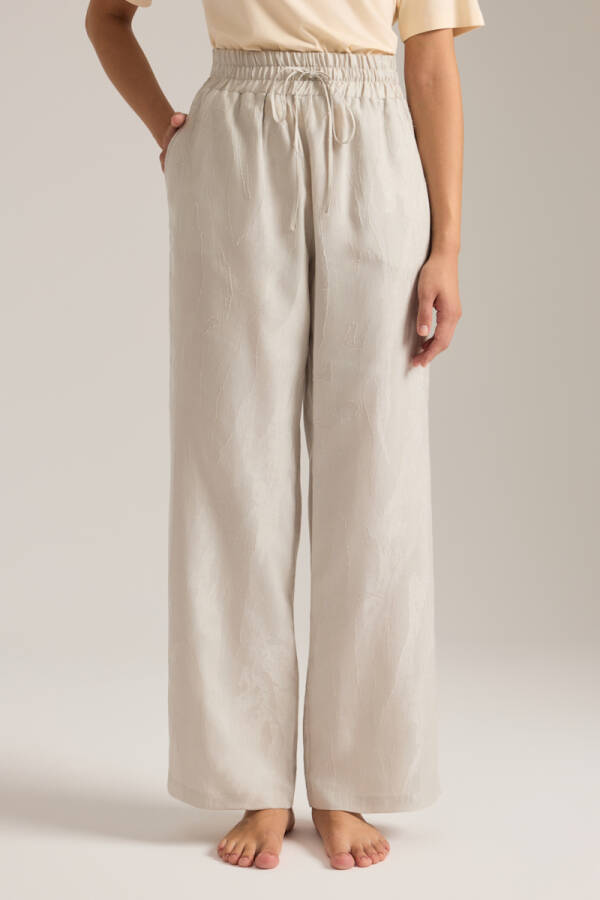 Taş Dokulu Tencel Beli Lastikli Pijama Altı - 3