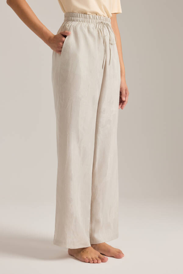 Taş Dokulu Tencel Beli Lastikli Pijama Altı - 4