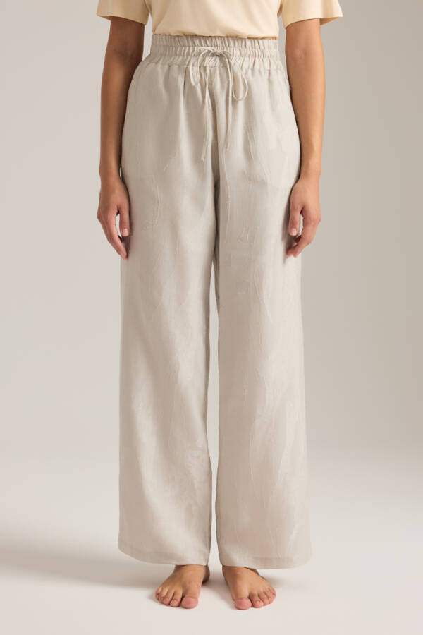 Taş Dokulu Tencel Beli Lastikli Pijama Altı - Aker (1)