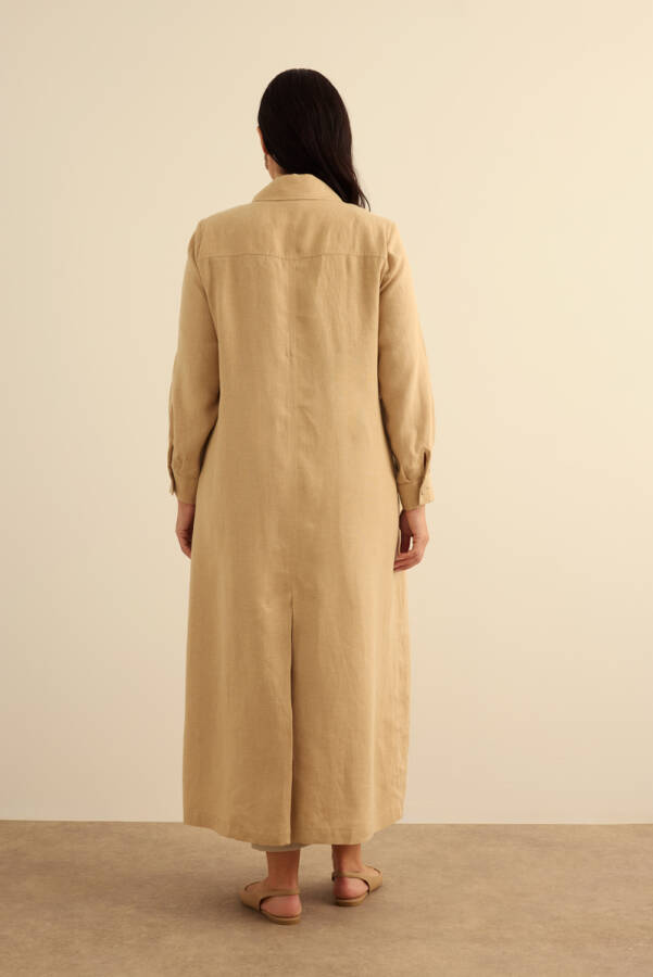 Taş Fermuarlı Keten Ferace - 7