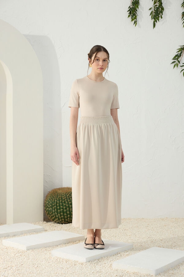 Taş Geniş Lastik Detaylı Etek - 2