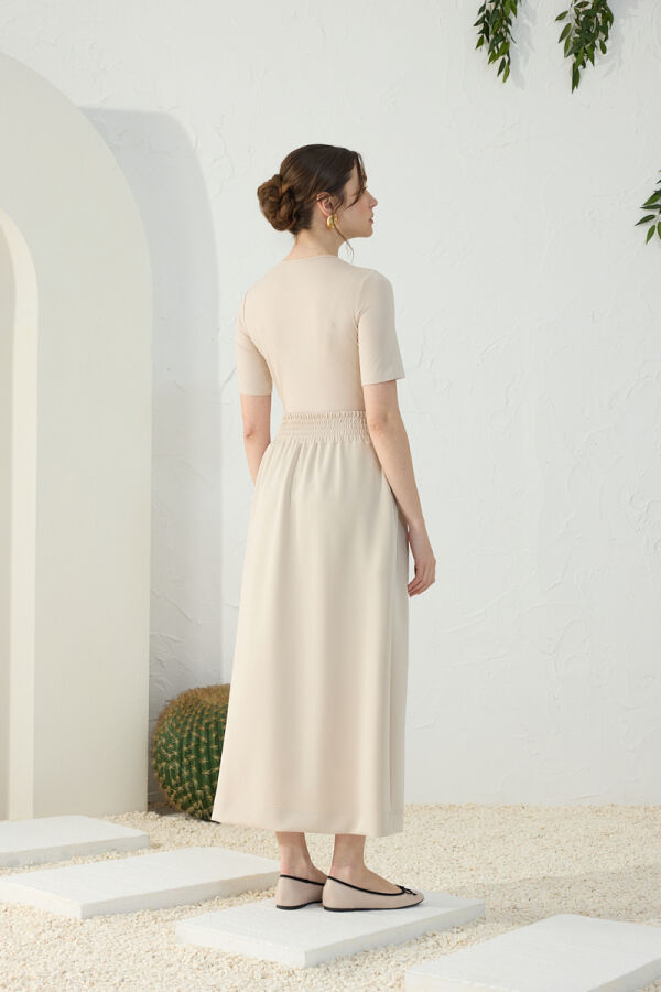 Taş Geniş Lastik Detaylı Etek - 7