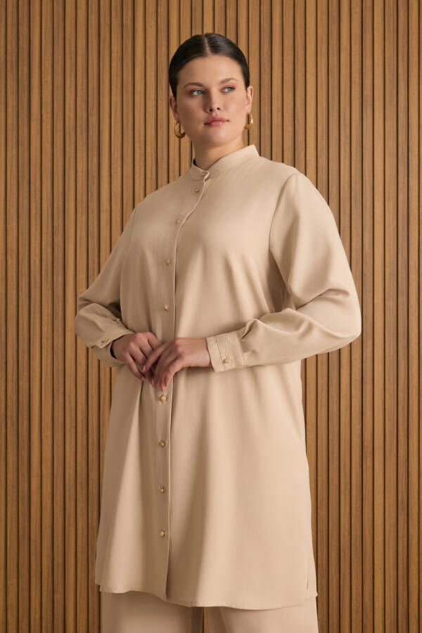 Taş Hakim Yaka Tencel Bluz - 1