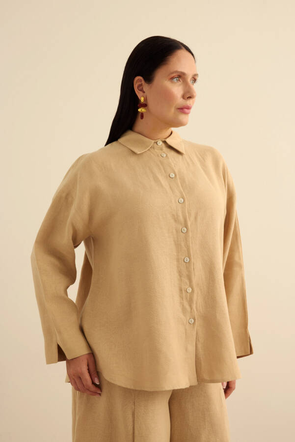 Taş Keten Gömlek - 5