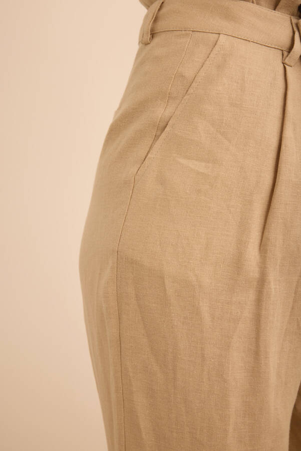 Taş Keten Pantolon - 4