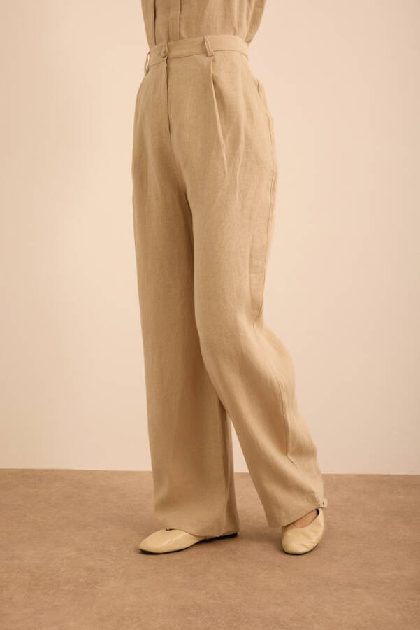 Taş Keten Pantolon - 3