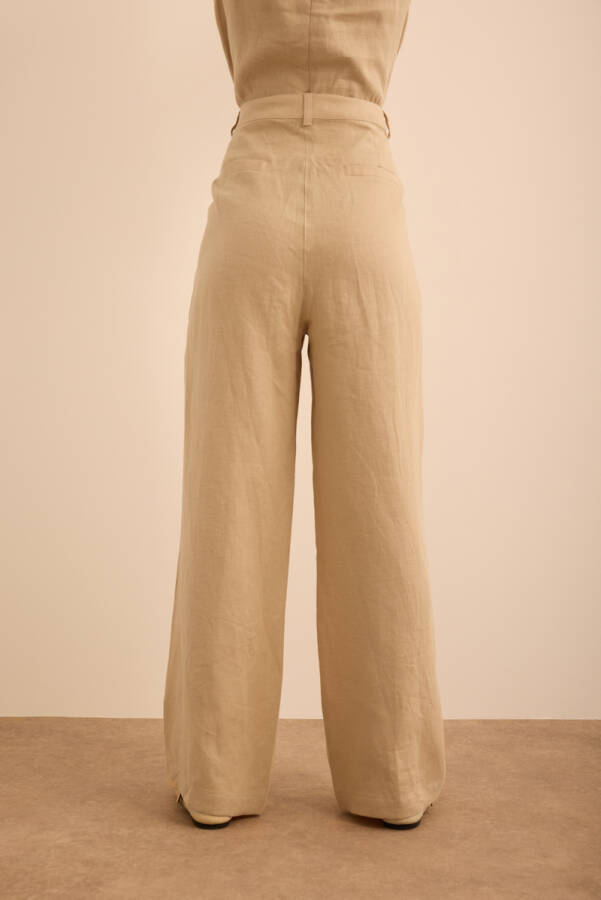 Taş Keten Pantolon - 5