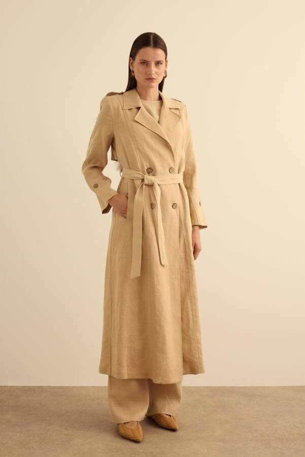 Taş Keten Pardösü - 1