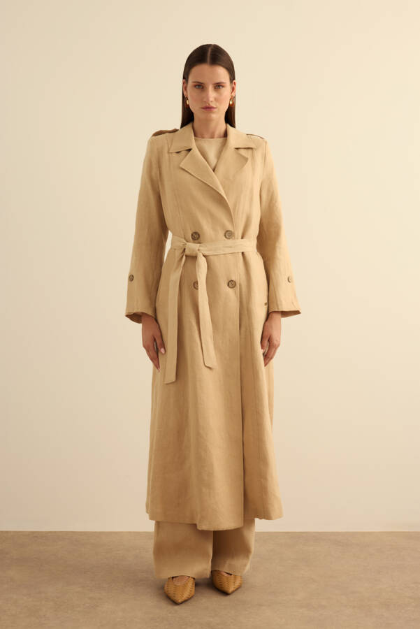 Taş Keten Pardösü - 2