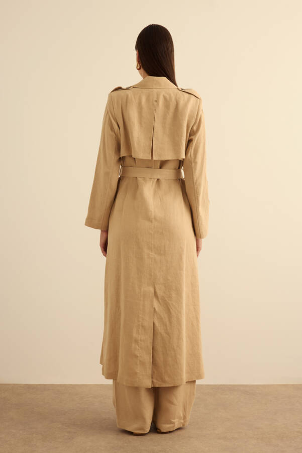 Taş Keten Pardösü - 7