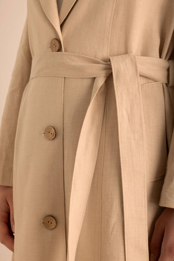 Taş Keten Trenckot - 4