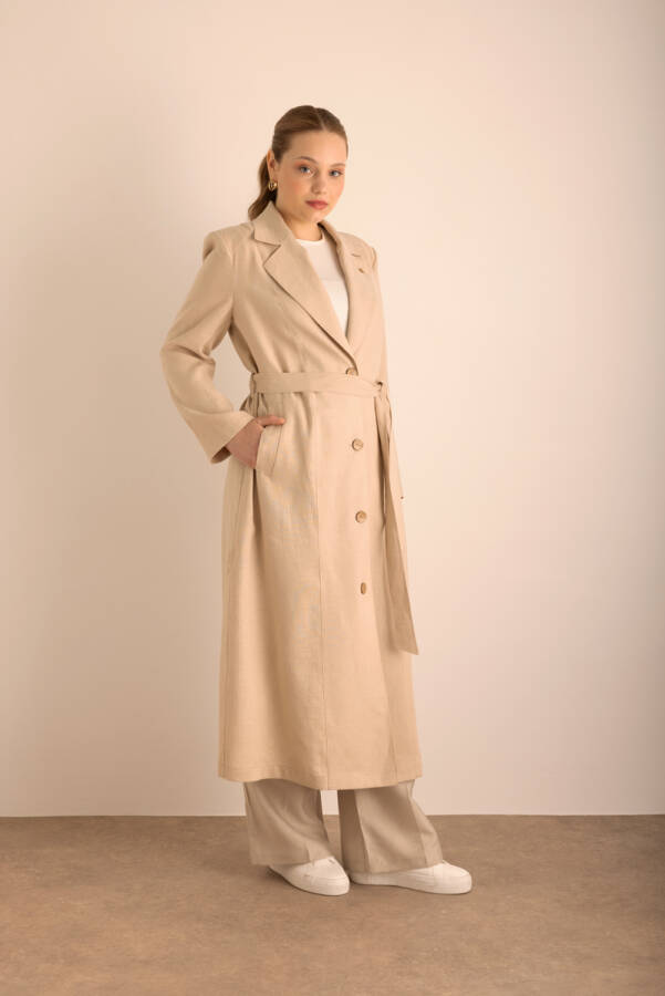 Taş Keten Trenckot - 5