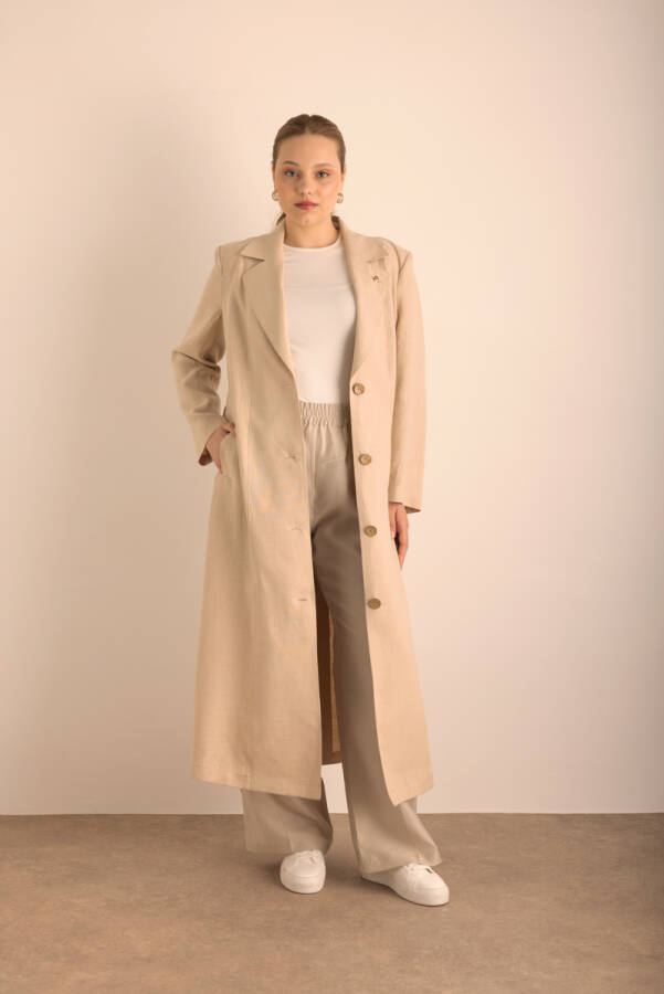 Taş Keten Trenckot - Aker (1)