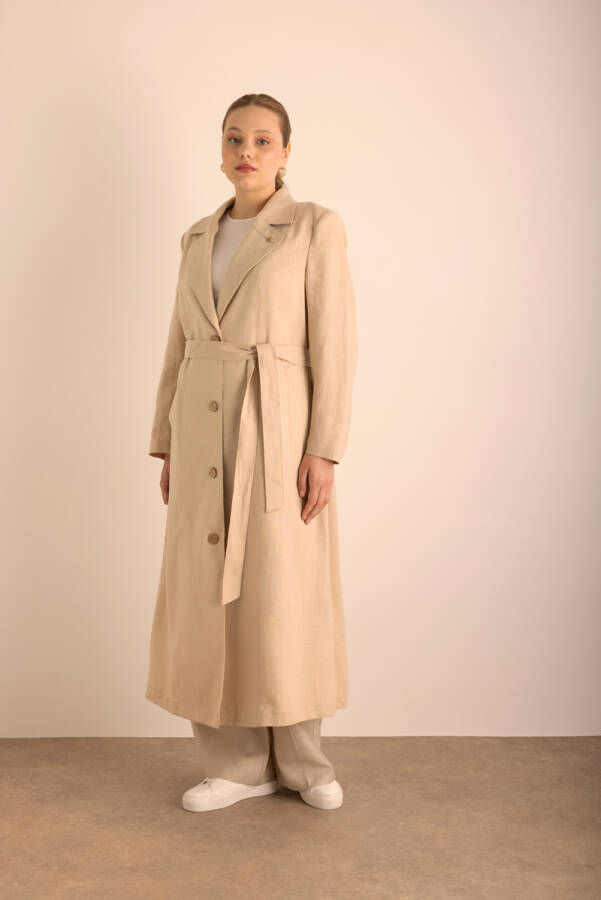 Taş Keten Trenckot - 6