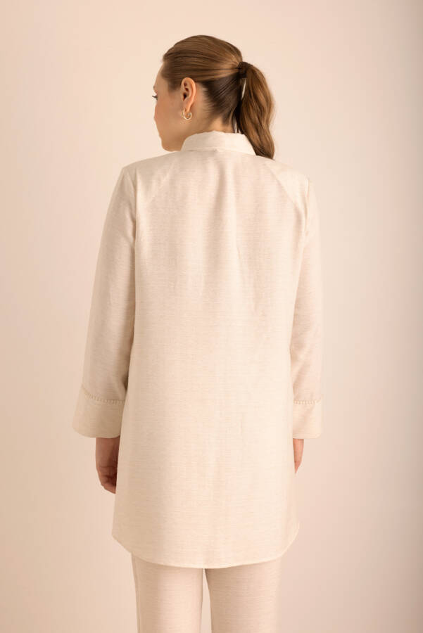 Taş Nakışlı Viscon Keten Tunik - 6