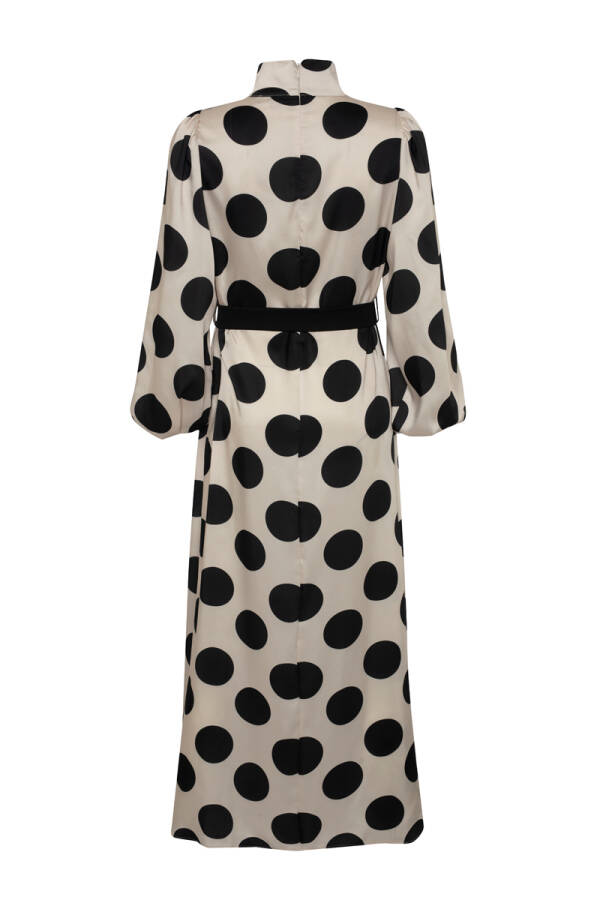 Taş Puantiye Desenli Balon Kol Elbise - 2