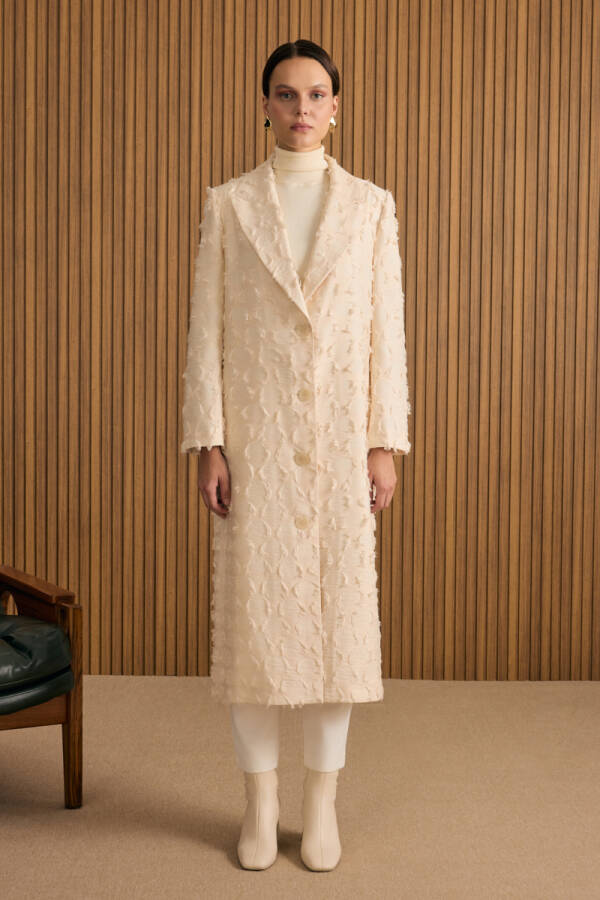 Taş Püskül Dokulu Pardösü - 2