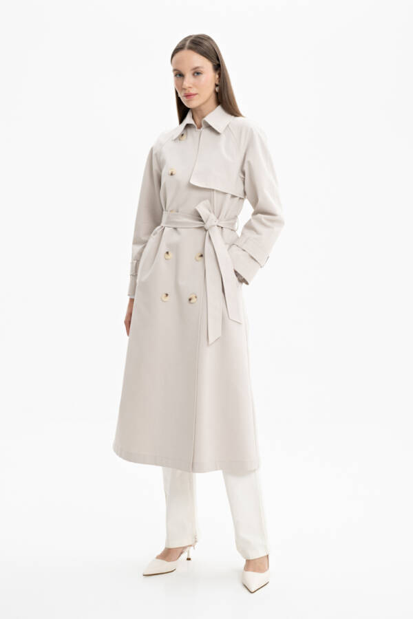 Taş Rüzgarlık Detaylı Kruvaze Kapama Trençkot - Aker (1)