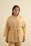 Taş Seyyar Kuşaklı Keten Kimono - 1