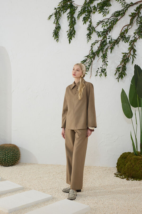 Taş Suet Muz Yaka Bluz - Aker