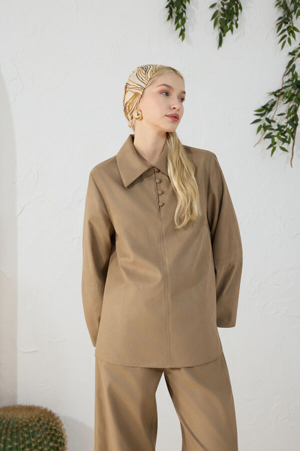 Taş Suet Muz Yaka Bluz - 4