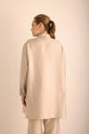 Taş Yakası Fermuarlı Keten Tencel Tunik - 5