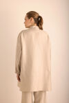 Taş Yakası Fermuarlı Keten Tencel Tunik - 6