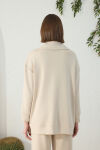 Taş Yakası ve Yan Yırtmaçları Fermuarlı Modal Sweatshirt - 7
