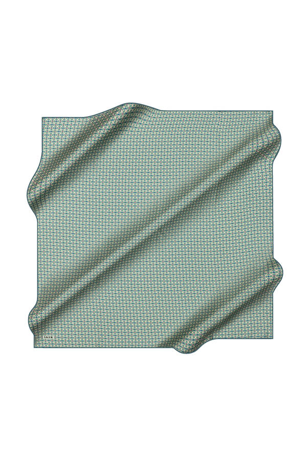 Turkuaz 90X90 İpek Krep Saten Eşarp - 1