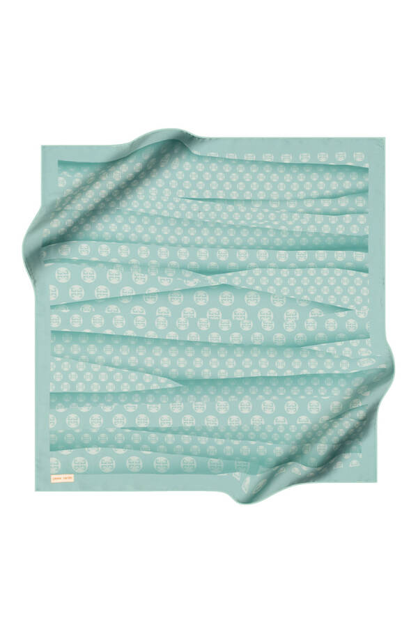 Turkuaz 90X90 İpek Krep Saten Eşarp - 1