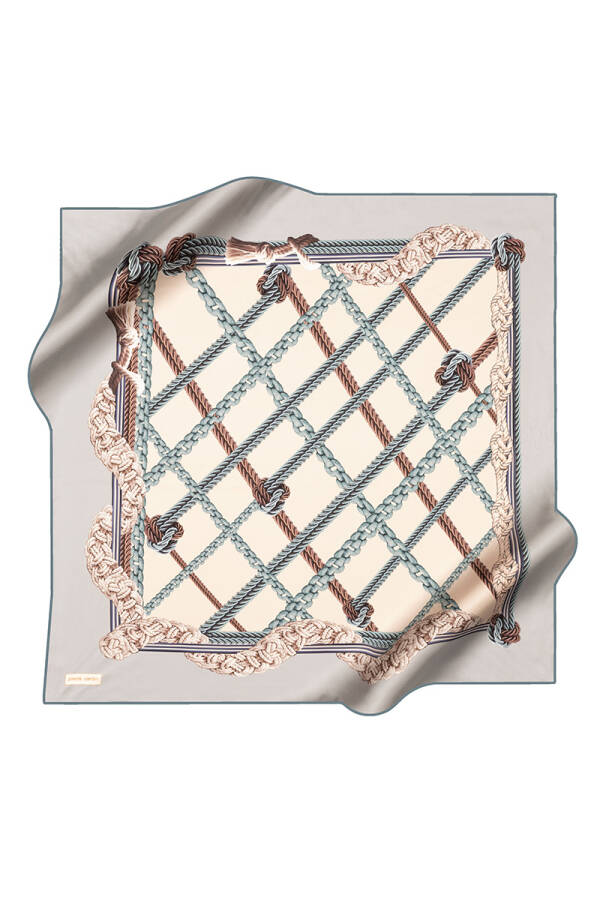 Turkuaz 90X90 İpek Krep Saten Eşarp - 2
