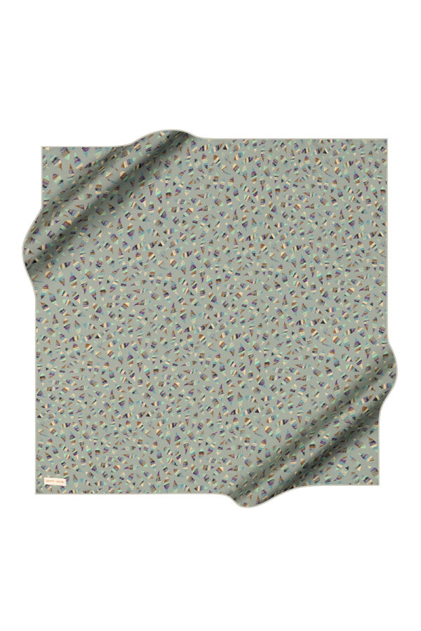 Turkuaz 90X90 İpek Krep Saten Eşarp - 1