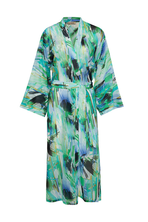 Turkuaz Belden Kuşaklı Pareo - 1