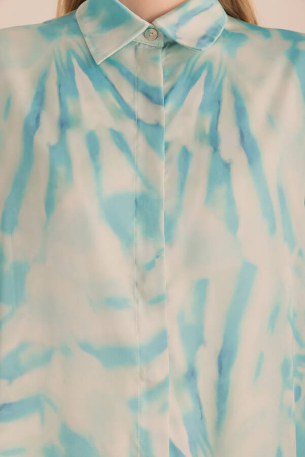 Turkuaz Desenli Basic Tunik - 3