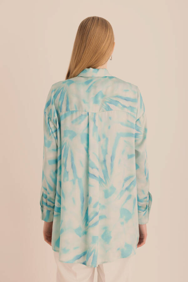 Turkuaz Desenli Basic Tunik - 7