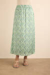 Turkuaz Geometrik Desenli Beli Lastikli Etek - 3