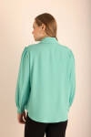 Turkuaz Yakası İşleme Detaylı Dokuma Gömlek - 6
