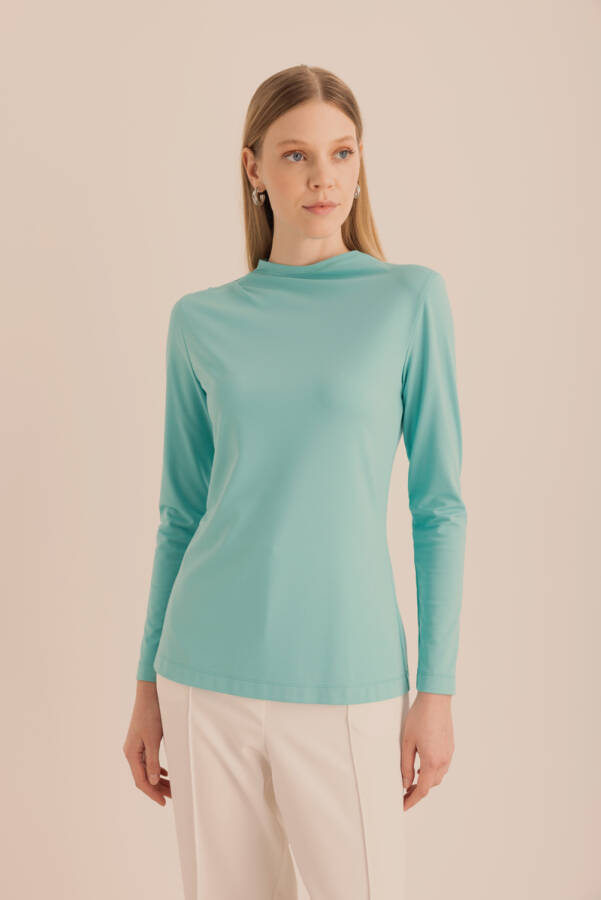 Turkuaz Yakası Pili Detaylı Uzun Kollu Body - 2