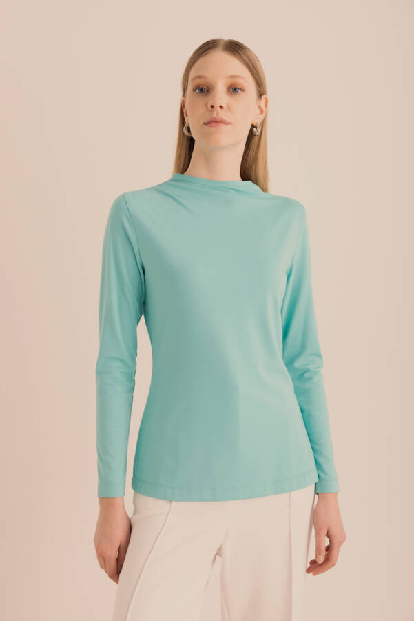 Turkuaz Yakası Pili Detaylı Uzun Kollu Body - 6