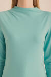 Turkuaz Yakası Pili Detaylı Uzun Kollu Body - 3