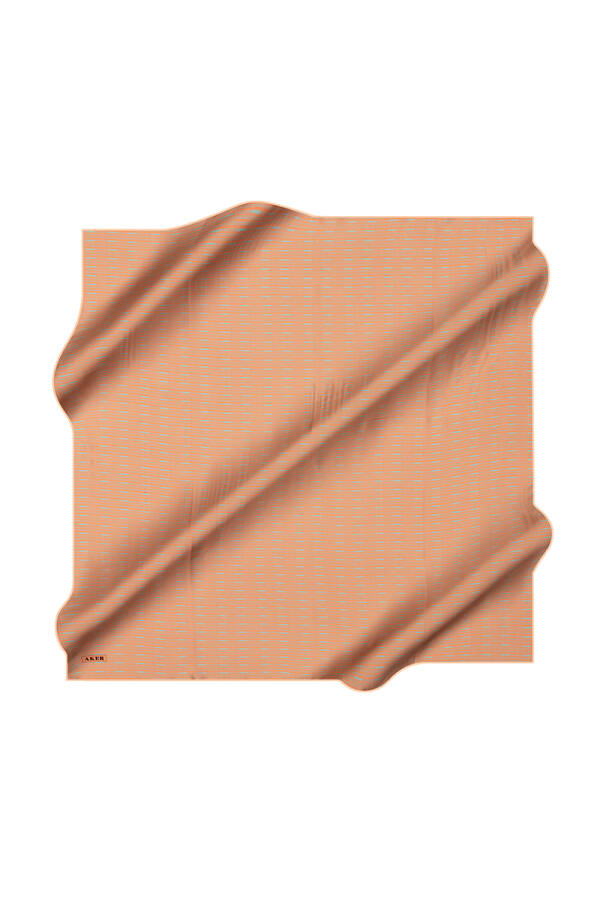 Turuncu 90X90 İpek Krep Saten Eşarp - 1
